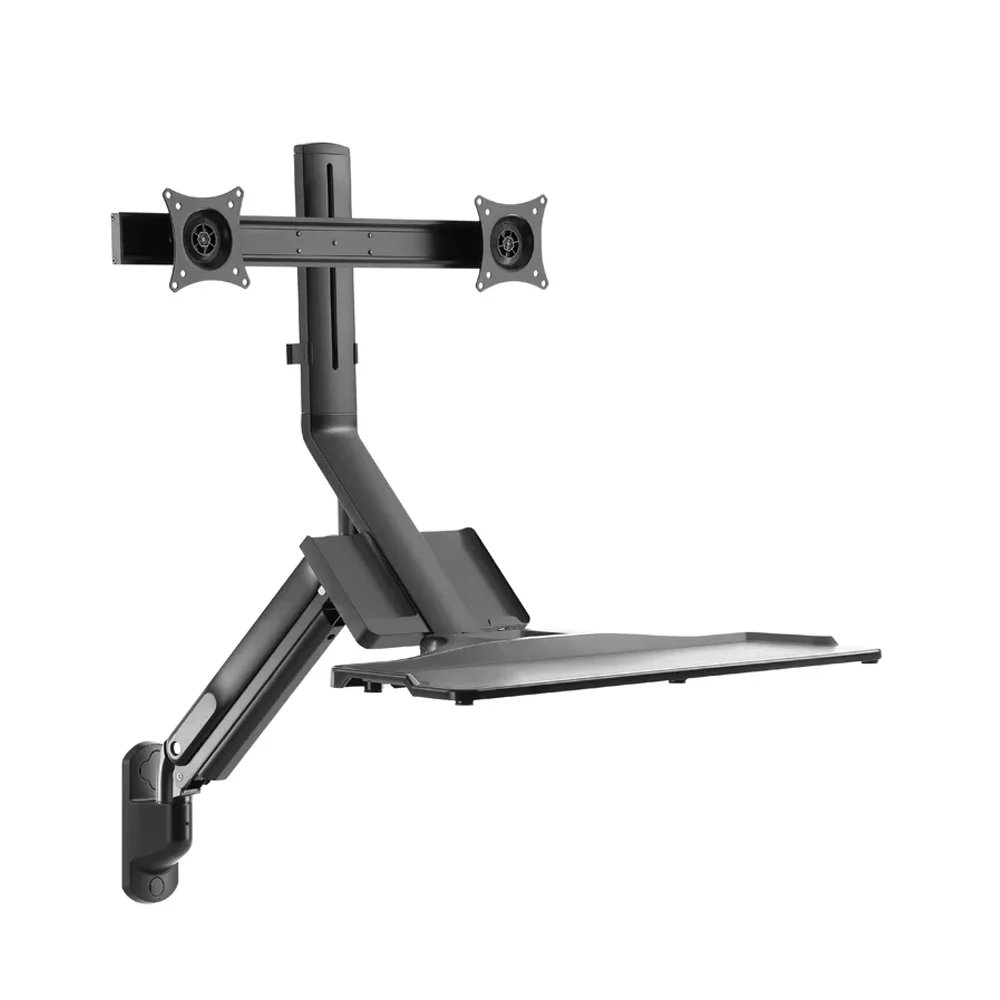 Gas Spring Sit-Stand Desk Converter With Dual Mount Ergonomic Mount